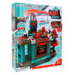 Velká kuchyně pro děti 3+ Interaktivní hořáky Světla Zvuky + Hrnce + Figuríny potravin
