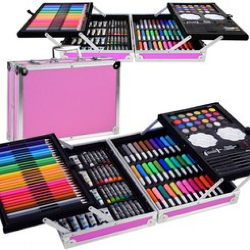 Výtvarná sada pro malování v kufříku 145 dílů AP0005 Růžový