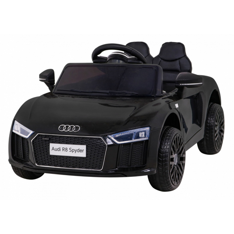 Audi R8 baterie pro děti černá + dálkové ovládání + EVA + pomalý start + MP3 LED