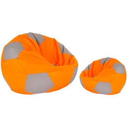 Aga Sedací pytel BALL XXXL Šedá - Oranžová + podnožník