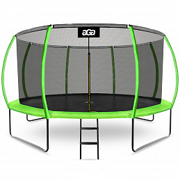 Aga SPORT EXCLUSIVE Trampolína 430 cm Světle zelená + ochranná síť + žebřík