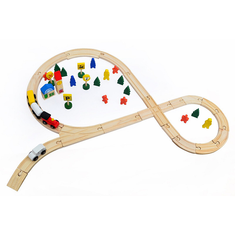 Wooden Toys Dřevěná vláčkodráha 48 dílků 6DZ085 - II.JAKOST