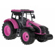 Interaktivní růžový traktor pro děti 3+ Otevírací kapota + zvuky + LED světla