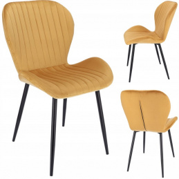 Čalouněná velurová hořčicová židle VEIRA