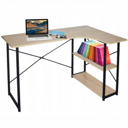 Rohový psací stůl s policemi - černý