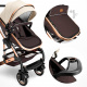 Kiduku Kombinovaný kočárek 3v1 Béžový/Hnědý