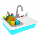 Dřez na mytí nádobí pro děti 3+ Vodovodní kohoutek + Sušička + Nádobí Příbory