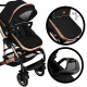 Kiduku Kombinovaný kočárek 3v1 Černý