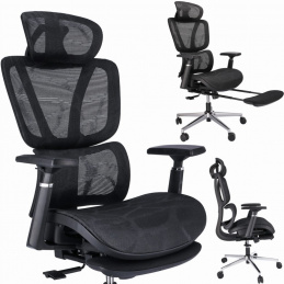 Ergonomické křeslo NEOVA s podnožkou - černé