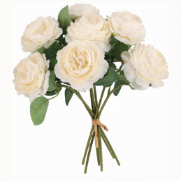Kytice umělých květin bílé anglické růže - 32 cm