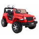 Jeep Wrangler Rubicon baterie pro děti Červená + dálkové ovládání + rádio MP3 LED + kola EVA