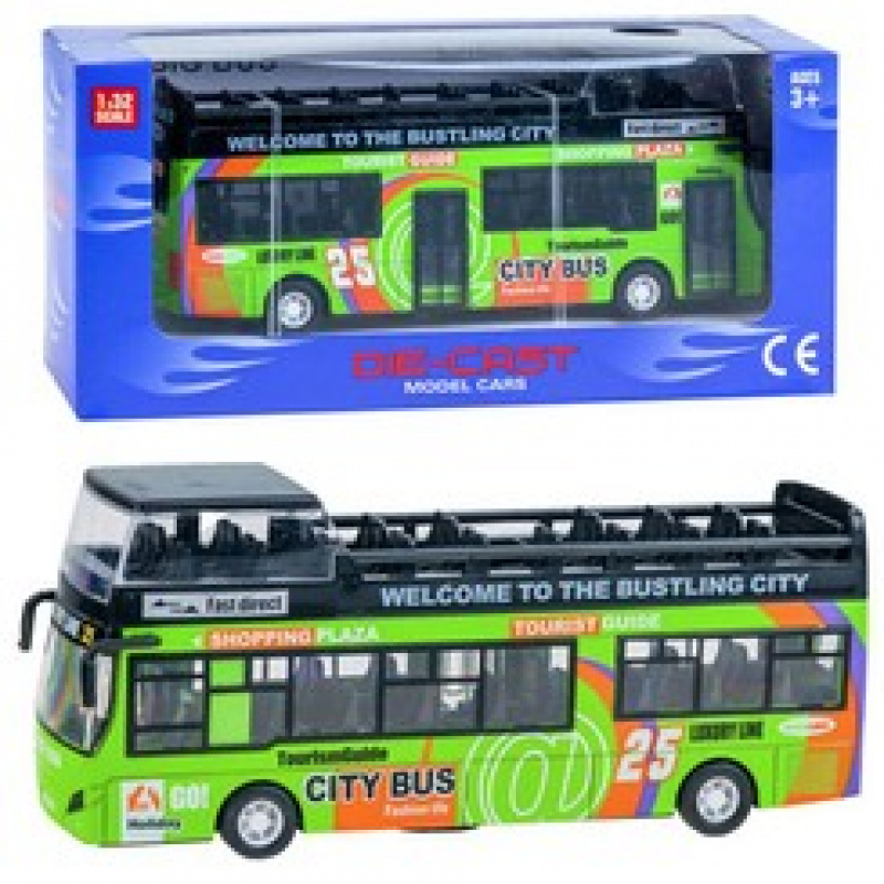 Kovový dvoupatrový autobus ZA2094 - zelený