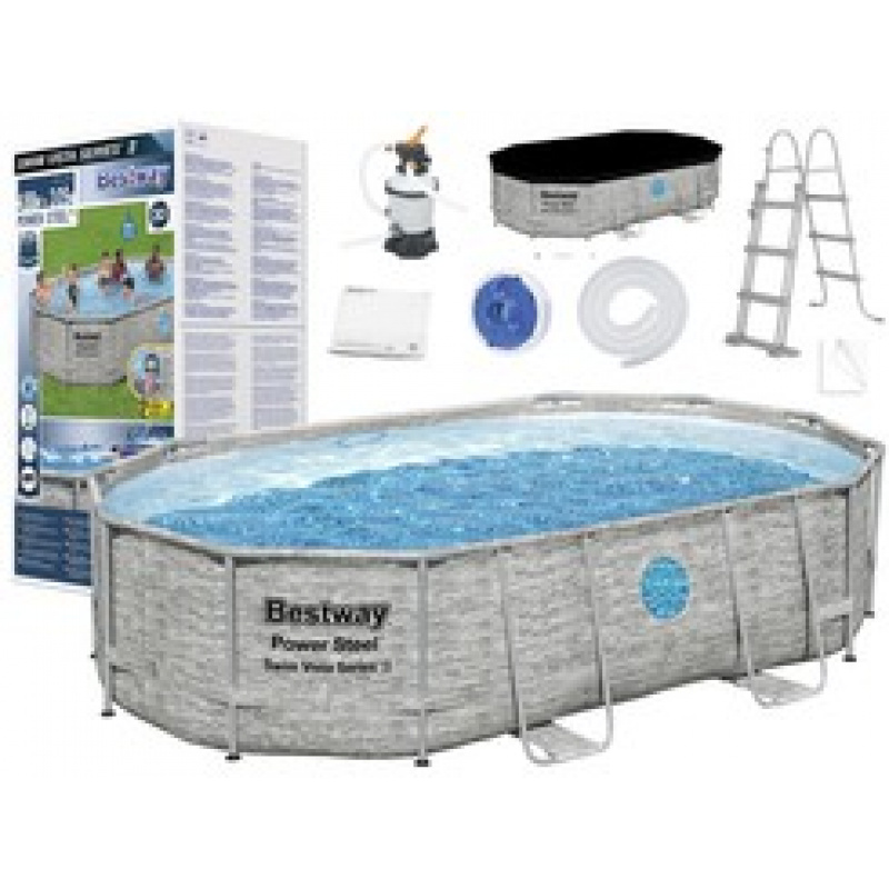 Stojan na bazén Bestway 488x305x107 11in1 kámen 56946