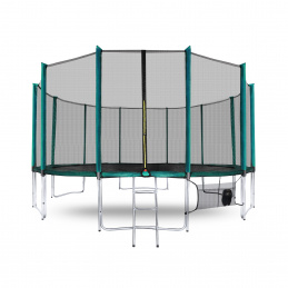 Aga SPORT PRO Trampolína 500 cm Tmavě zelená + ochranná síť + žebřík + kapsa na obuv