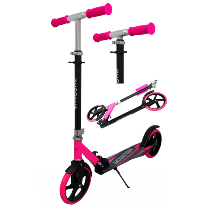 R-Sport Velká skládací koloběžka H5 do 100 kg Růžová