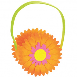 Velikonoční košík z plsti - květina - oranžová