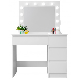 Aga Toaletní stolek se zrcadlem, osvětlením a el.zásuvkou Lesklý bílý 2DAZ633 - II. JAKOST