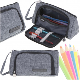 Aga Školní penál dvojitý sáček toaletní kufřík šedý