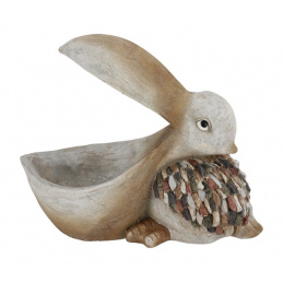 Dekorativní figurka pelikána do zahrady s kamínky