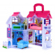 Rozkládací dětský domeček 3+ Fialový + figurky rodiny + pes + nábytek + 2 patra