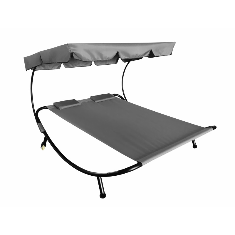 Aga Zahradní lehátko pro dvě osoby se stříškou Šedé 2DAZ632 - II. JAKOST