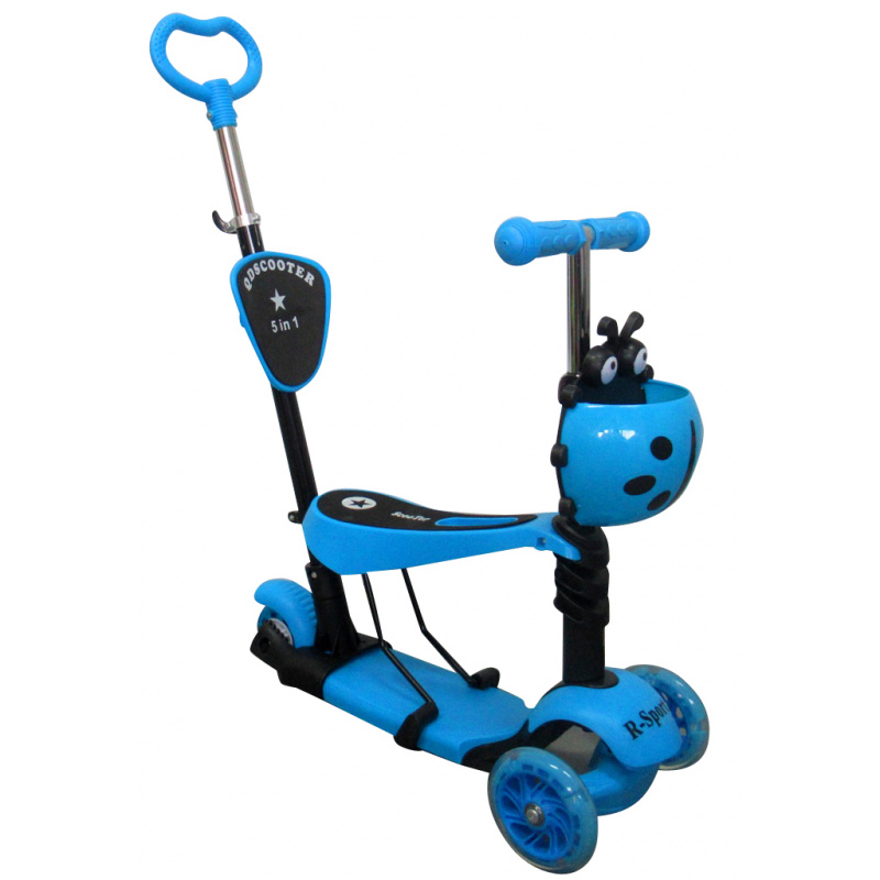 R-Sport Dětská tříkolová koloběžka H3 Modrá 5v1 s LED kolečky