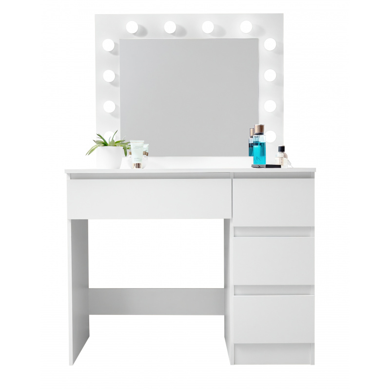 Aga Toaletní stolek se zrcadlem a osvětlením Matný bílý