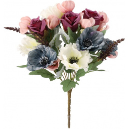 Kytice umělých květin růžové smíšené - 33 cm