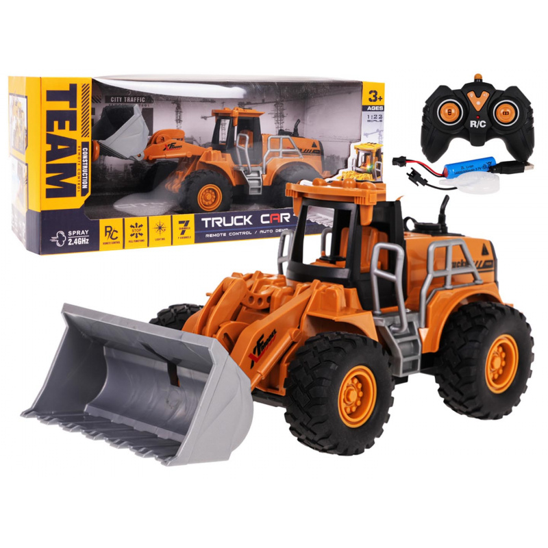 Buldozer s funkcí světel a kouře R/C