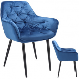 Čalouněná velurová židle LARGO, tmavě modrá