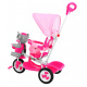 dětské tříkolové kolo Elephant Pink + zvuky + stříška + zábrana + opěrka nohou + rukojeť + ližiny + úložný prostor