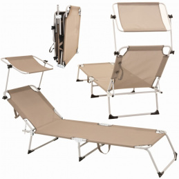 Skládací zahradní lehátko se stříškou a nastavitelným opěradlem