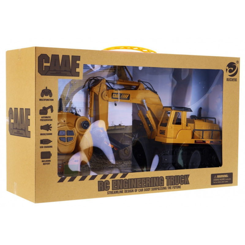 Bagr na dálkové ovládání pro děti 3+ Pohyblivé části + zvuky + příslušenství