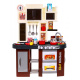 Interaktivní hnědá kuchyňka pro děti 3+ Hořáky se zvukem a světlem + Vodovodní kohoutek + Příslušenství 58 el.