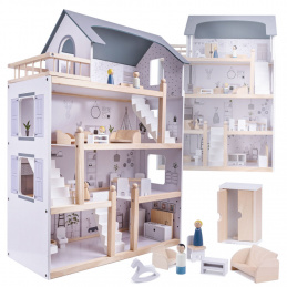 Aga Dřevěný domeček pro panenky s nábytkem 80cm