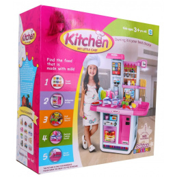 Obrovská růžová kuchyňka pro děti 3+ Interaktivní hořáky + Vodovodní kohoutek + Audio panel + Příslušenství
