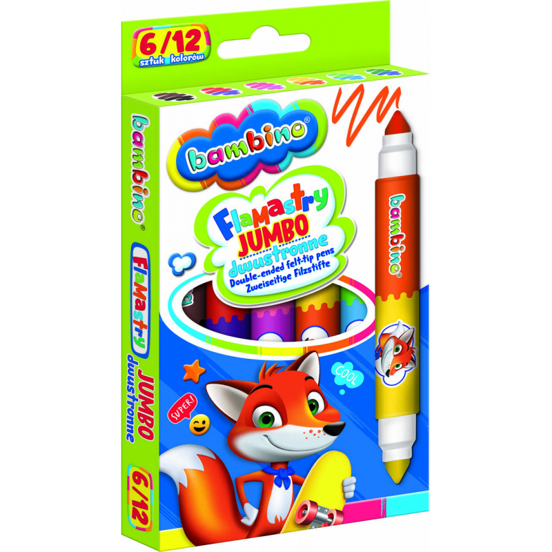 Bambino  Oboustranné fixy Jumbo 6 ks/12 barev