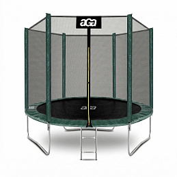 Aga SPORT TOP Trampolína 250 cm Tmavě zelená + ochranná síť + žebřík
