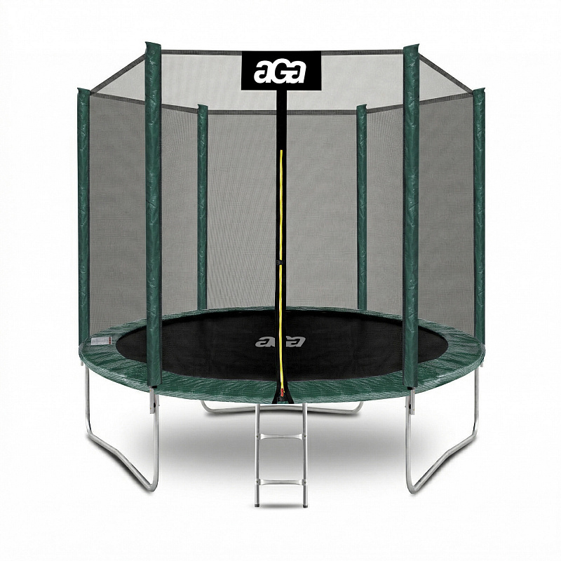 Aga SPORT TOP Trampolína 250 cm Tmavě zelená + ochranná síť + žebřík