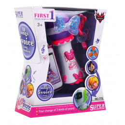 Karaoke mikrofon pro děti 3+ růžový Funkce změny hlasu + světla + MP3