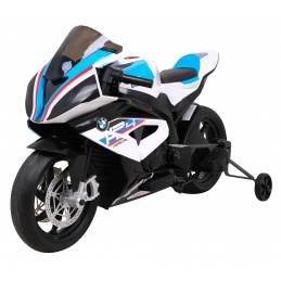 Dětská bateriová motorka BMW HP4 Bílá + pomocná kolečka + pomalý start + EVA + MP3 LED