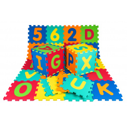 36 Puzzle podložka pro děti 10m+ Odnímatelná čísla písmena + EVA pěna + skládací figurky