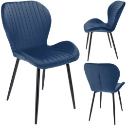 Čalouněná velurová modrá židle VEIRA
