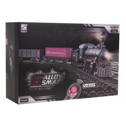 Dálkově ovládaný retro vláček s funkcí kouře pro děti 5+ Interaktivní efekty + dálkové ovládání 2,4 GHz + příslušenství