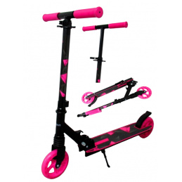 Velká Koloběžka H10 RŮŽOVO-ČERNÁ Skládací R-Sport kola 145 mm do 100 kg