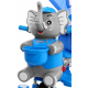 dětské tříkolové kolo Elephant Blue + zvuky + stříška + zábrana + opěrka nohou + rukojeť + ližiny + úložný prostor