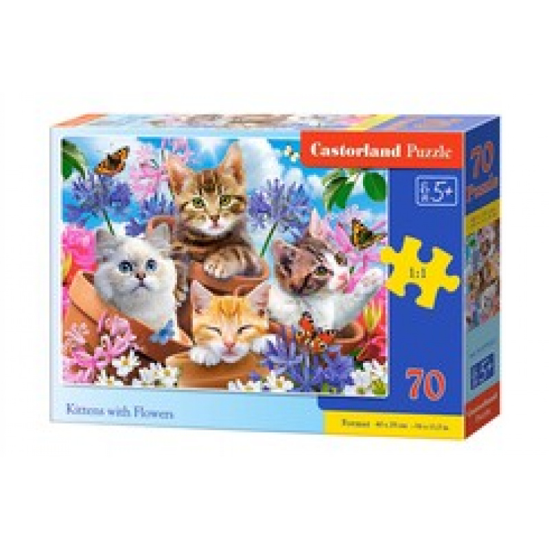 CASTORLAND Puzzle 70 dílků - Koťata s květinami