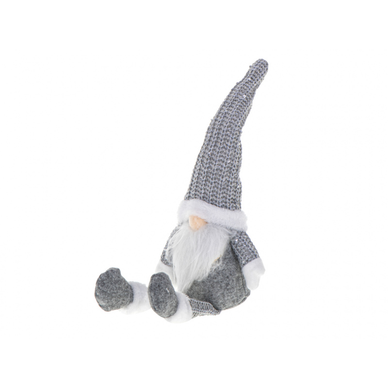 Aga Vánoční trpaslík s vousy 47cm Šedý