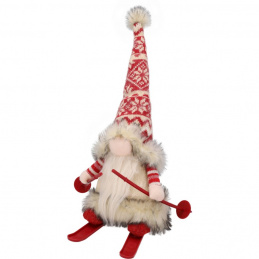 Svítící vánoční skřítek na lyžích - 31 cm