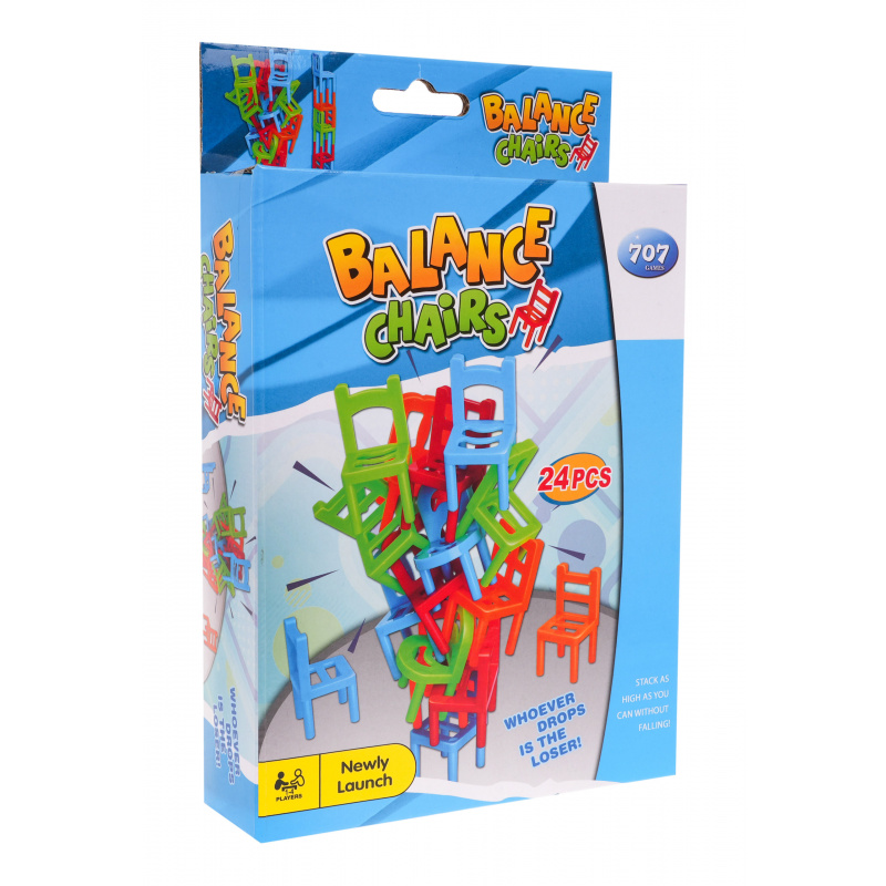 Arkádová hra MINI Chairs pro děti 4+ a dospělé + 24 židlí 4 barvy 6 tvarů